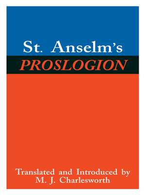 cover image of St. Anselm's Proslogion